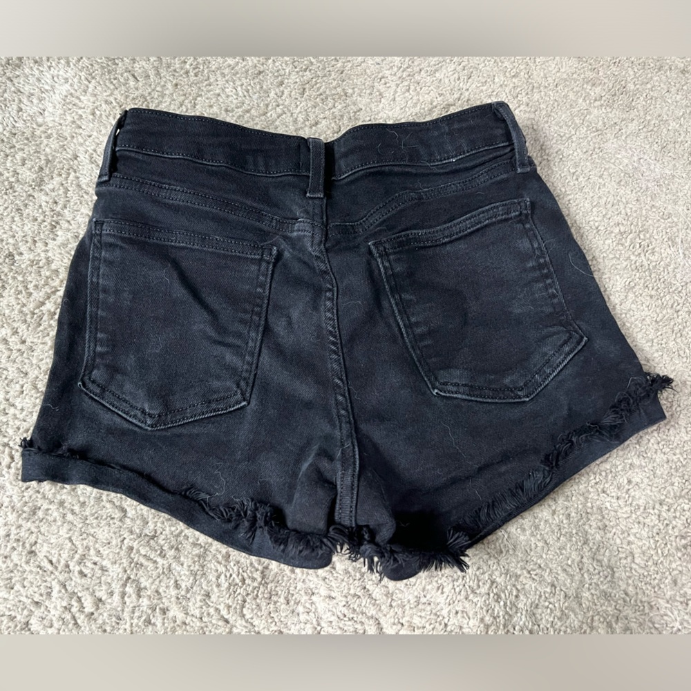High waisted black denim shorts